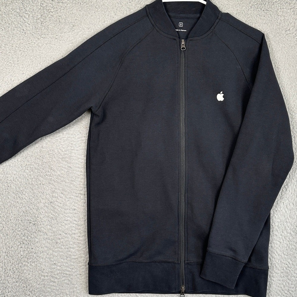 Apple Employee Exclusive Jacket Men Small Black Full Zip Bomber Long Sleeve Logo